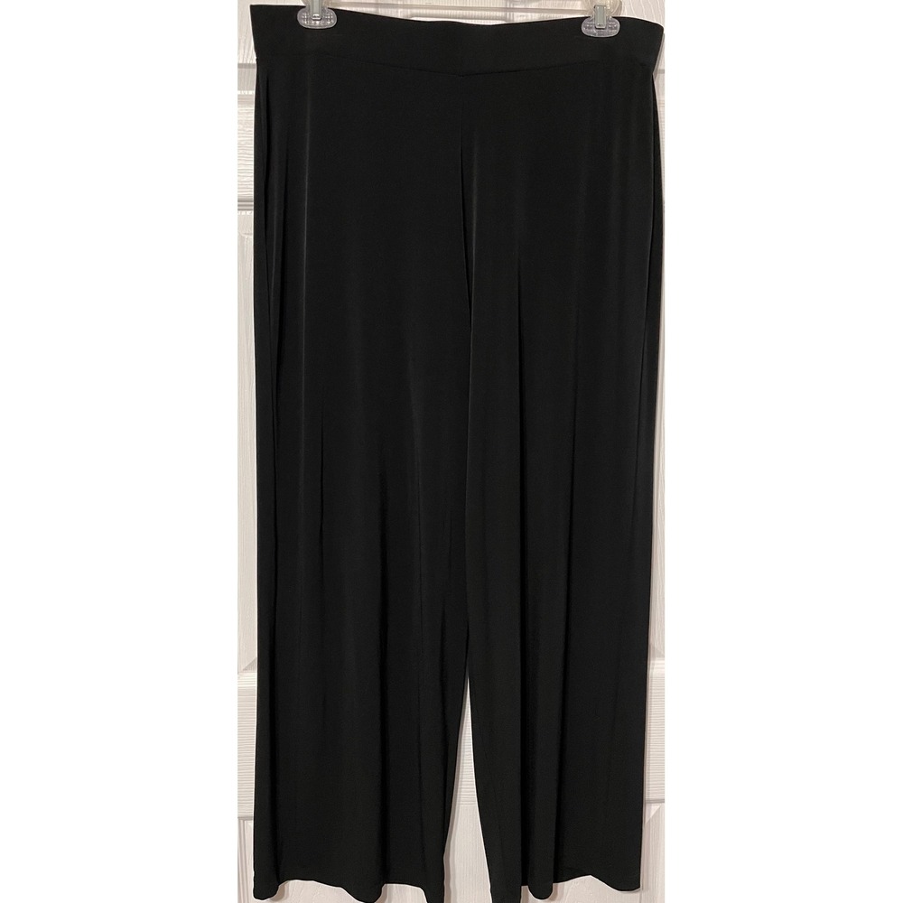JM Collection Womens XL Black Wide Leg Pull On Stretch Dress‎ Pants Trousers